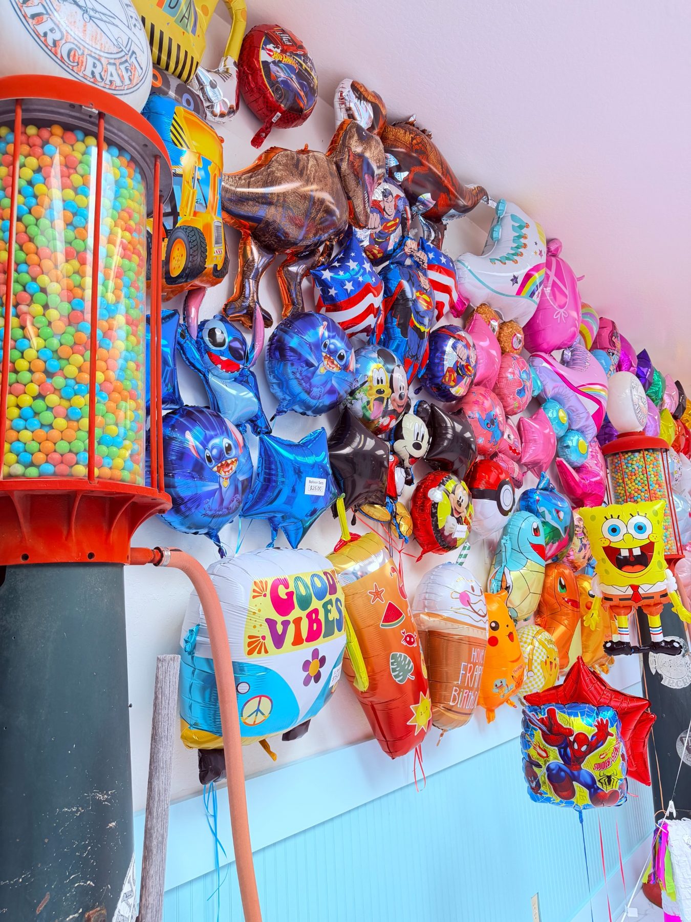 Wall of character balloons